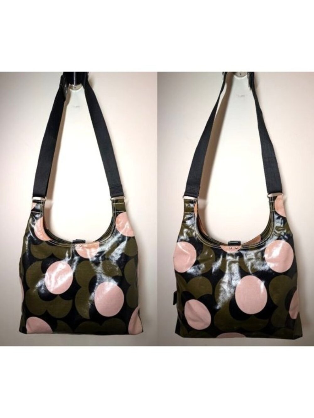 Orla Kiely Shiny Laminated Shadow Flower Print Midi Crossbody Shoulder Bag